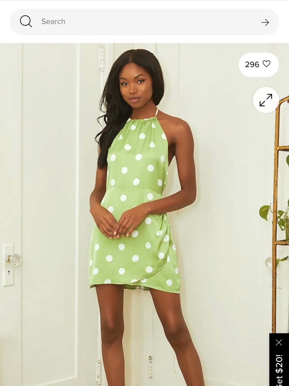 Lulu's Light Green Polka Dot Halter Mini Dress